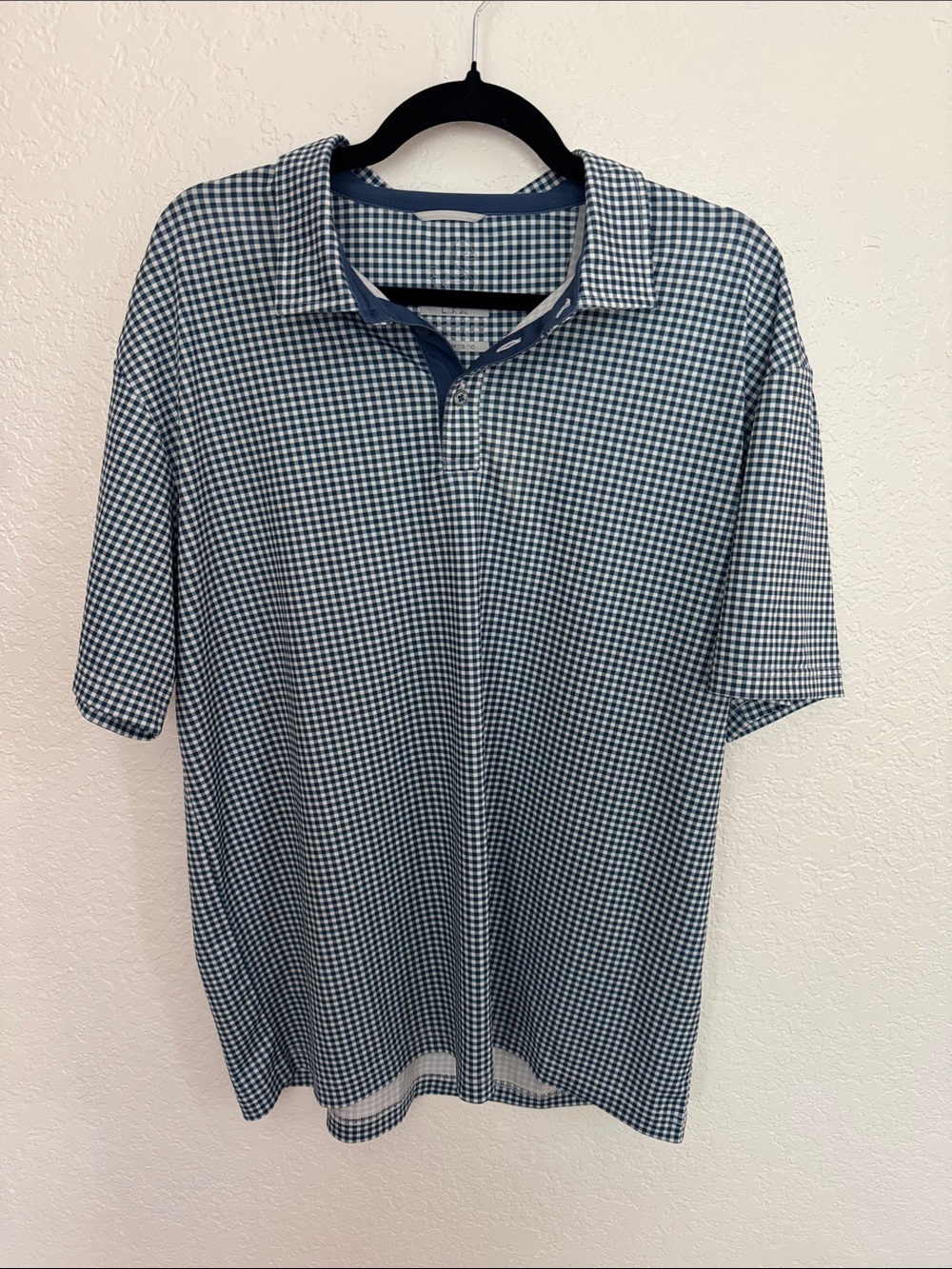 Men's Blue Gingham Short-Sleeve Polo
